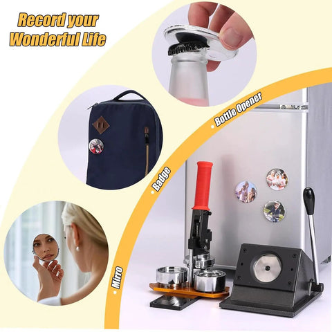 Rad 2 28 Inch Round Button Maker Kit Press Paper Cutter 100 Materials DIY Fridge Magnets Pins Keychains Metal Badge Maker Set Custom Designs Great For Parties Crafting Projects Or Just Having Fun Making Awesome Stuff To Wear Or Stick On Wall Cool, badge maker with press and accessories