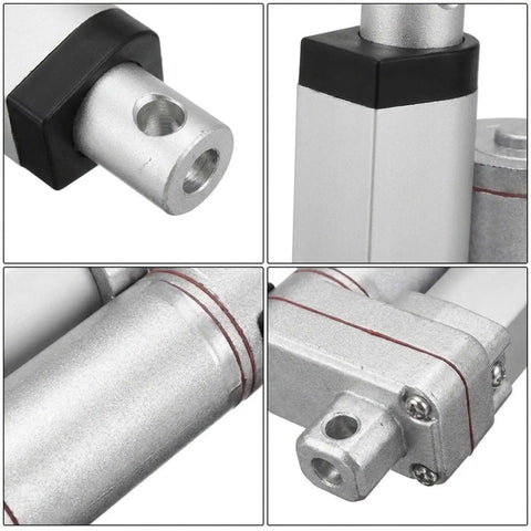 Straight Up Linear Actuator Motor Delivering 1000N Thrust Along 50Mm Travel close-up of aluminum shaft and joints.