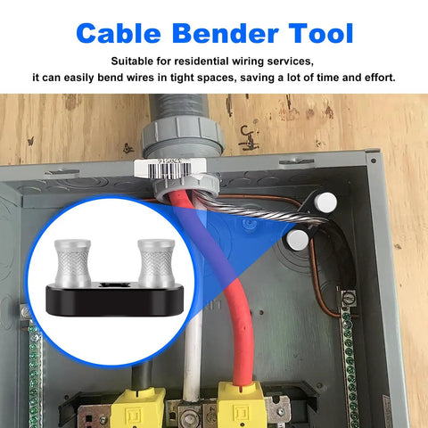 Heavy Duty Wire Bender Tool For Cable Wiring Electrical Services in use, bending wires in a tight electrical box.