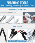 38-piece 3D printer tool kit with metal-handled finishing tools, includes nozzle cleaner and scraper