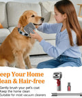 Woman using Deshedding Grooming Attachment Kit For Dyson V15 V11 V10 V8 V7 Dogs And Cats Deshedding Brush Set on a dog