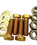 Beefy Half Inch 13 Thread Grade 8 Hex Bolts Set 1.5 Inch Long 4 Pack with flat washers and nylon lock nuts