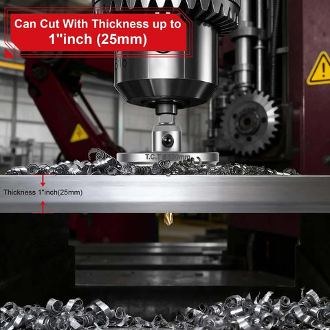 BEoffer 4-inch TCT hole saw set with 100mm carbide-tipped cutter and spring-loaded pilot bits on metal plate