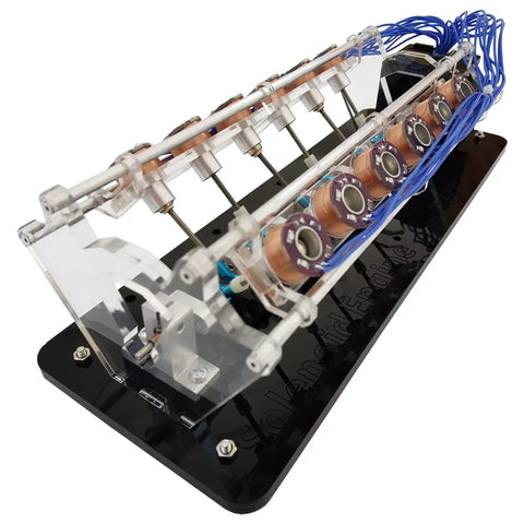 12 Coil Version Motor Model V Shaped Electromagnet Engine DIY Tool For Educational Science Experiments Kit 5V With LED Lights