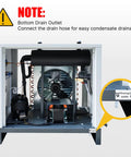 Beast Heavy Duty 40HP 30KW Rotary Screw Air Compressor With Refrigerated Dryer VSD Drive 185 CFM At 125 PSI 220V 3 Phase Industrial Air System All In One For Clean Dry Air On Tough Jobs bottom drain outlet