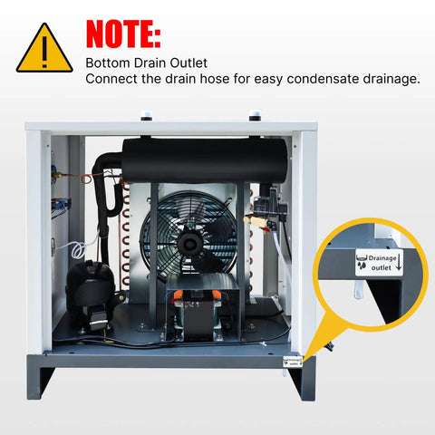 Beast Heavy Duty 40HP 30KW Rotary Screw Air Compressor With Refrigerated Dryer VSD Drive 185 CFM At 125 PSI 220V 3 Phase Industrial Air System All In One For Clean Dry Air On Tough Jobs bottom drain outlet