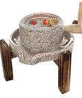 No Fuss Manual Stone Grain Mill With Hand Crank For Dry And Wet Grinding with natural wood base and durable design for healthy baking.