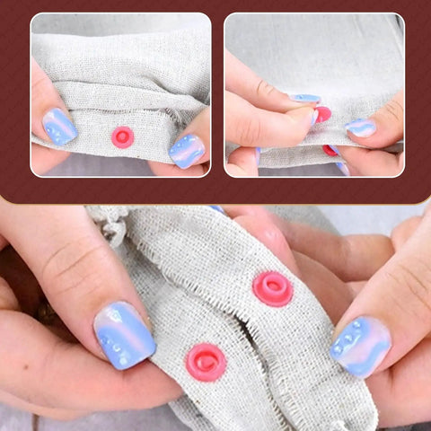 No Sweat No Sew Plastic Snap Fastener Kit With Heavy Duty Click Tool Assorted 12Mm Half Inch Bright Fabric Snaps used on fabric.