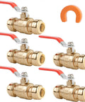 Three Quarter Inch Push To Connect Ball Valve Pack Of 5, No Tools Needed, Full Port Water Shut Off Valve With Disconnect Clip, Push Fit For Copper CPVC PE-RT And PEX Pipe, UPC Certified, Easy Quick Install