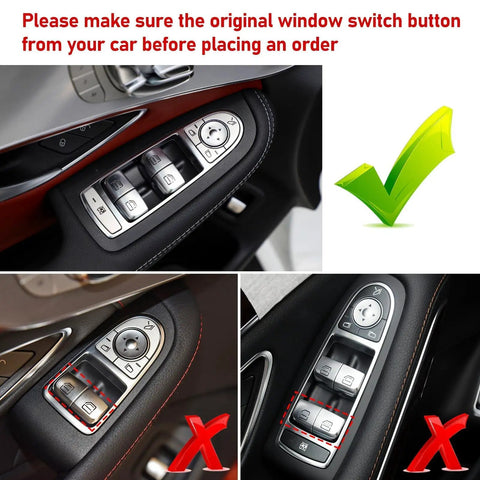Mercedes Window Lift Switch Button Cover For C Class W205 2015 2021 And GLC W253 2016 2022 Rear Right Power Window Control Button Cap ABS PC Interior Replacement Button Cap For Easy Fit And Long Lasting Durability Smooth Surface Finish