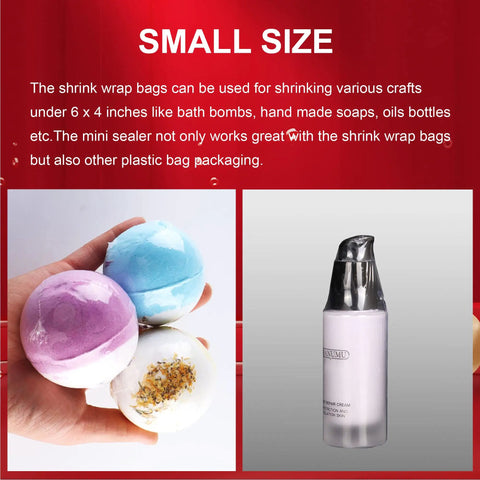 Clear PVC Shrink Wrap Bags 4x6 Inches With Heat Seal 400 Pcs Pack Pro Grade Crystal Clear Packaging Film wrapped around bath bombs