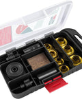Solid Brass Grommet Kit With Three Eighths And One Half Inch Grommets Eyelets Setting Tool And Storage Box NH1003K in clear case