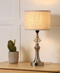 Bedside Table Lamp With Two USB Ports And Three Way Dimmable Touch Control, Crystal Accent Table Lamp With Fabric Shade, 19.3x9.8 In