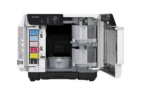 No Sweat CD DVD BluRay Disc Publisher And Printer With 100 Disc Slot open view showcasing ink tanks and operational details.
