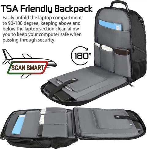 Go To Extra Large Laptop Backpack 55L 60L For Travel And Gaming, Fits 19 Inch Laptops, TSA Friendly RFID Anti Theft Pocket, Water Resistant, Flight