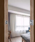 2 Pack Closet Door Ball Catch Hardware, Stainless Steel Adjustable With Strike Plate installed on wood door frame