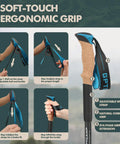Ultralight Collapsible Trekking Poles For Hiking, showing EVA foam grips and adjustable wrist strap.