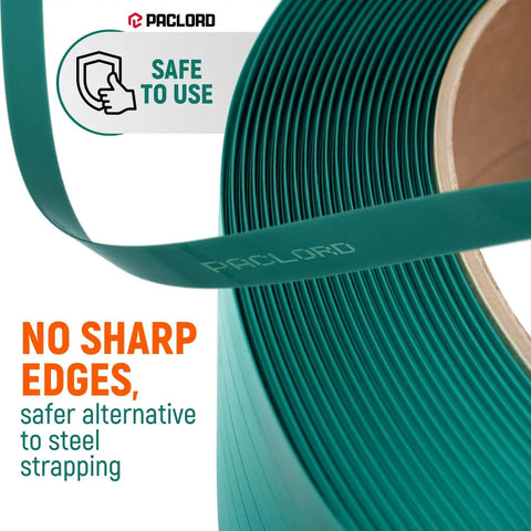 Half Inch PET Strapping Coil 6500 Foot Long Industrial Grade Green Pallet Banding With 820 Pound Break Strength Weather Resistant Close-up