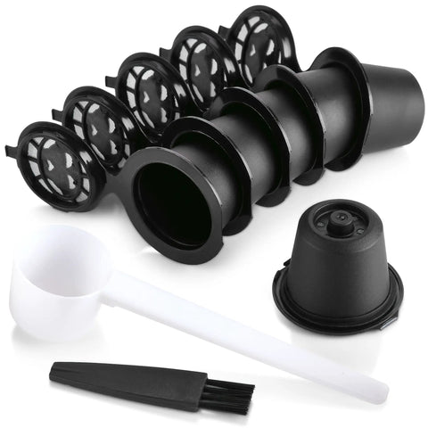 Refillable Coffee Pods For OriginalLine Machines Reusable Capsules Pack Of 6 with scoop and brush for Nespresso style cups