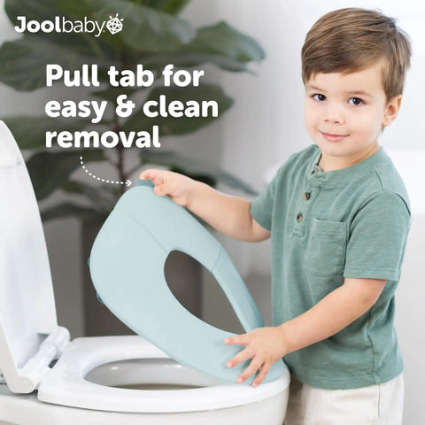 No Sweat Folding Travel Potty Training Seat For Little Ones With Super Simple Pull Tab and Compact Foldaway Design in use.
