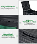 80 Gallon Outdoor Compost Bin with Top Flip Lid and Bottom Exit Door BPA Free Material for easy food waste recycling.