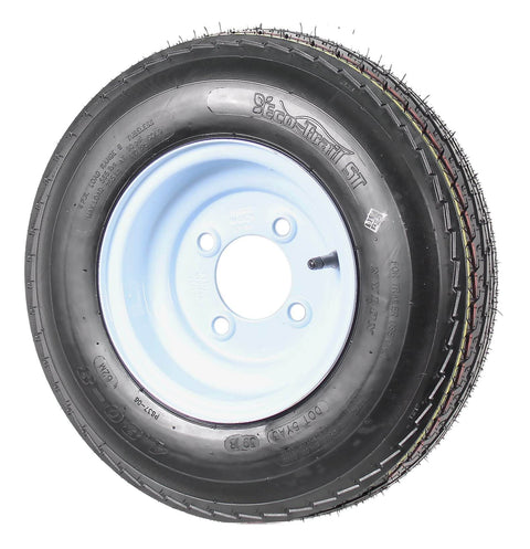 Two Pack Trailer Tire On Rim Set 4.80 8 480 8 4.80 X 8 White Wheel With 16.5 Inch Overall Diameter Load B Four Lug On 2.83 Inch Center Bore