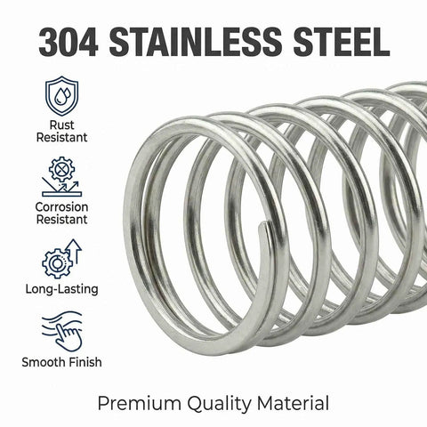304 Stainless Steel Compression Spring 0.8mm Wire, 10mm Outer Diameter, 305mm Length, Cut To Size For DIY Repair And 3D Printer