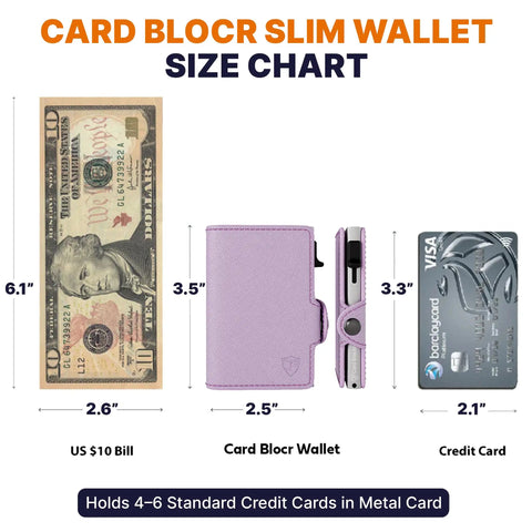 Pop Up Wallet For Women With RFID Blocking Slim Card Holder size comparison with US bill and credit card.