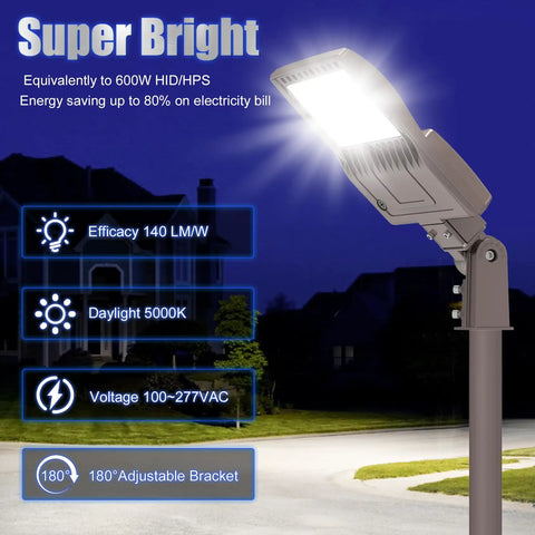 150W LED Pole Light Dusk To Dawn With Slip Fitter, 21000 Lumens, IP65 Outdoor Stadium And Parking Lot Lighting, UL Listed, 5000K