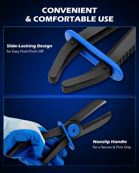 Long Reach Hose Pinch Off Pliers Set 3 Piece Pro Grade All In One Clamp Pliers with slide-locking design and nonslip handle
