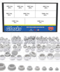 Ultimate 120 Piece Grey Silicone Hole Plug Pack With 9 Sizes For Furniture Legs And Cabinet Doors, Reusable Round Rubber Covers Perfect For Sealing Gaps And Keeping Things Snug On Any Project. Grey silicone hole plug set with 3mm to 16mm sizes in organizer box