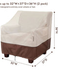 All-Season Waterproof Outdoor Chair Covers Set, Heavy-Duty 600D Polyester, Fits Up To 32W X 37D X 36H, Weatherproof Protection, 2 Pack