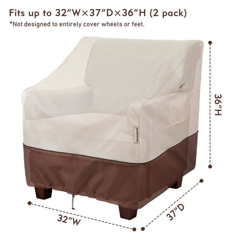 All-Season Waterproof Outdoor Chair Covers Set, Heavy-Duty 600D Polyester, Fits Up To 32W X 37D X 36H, Weatherproof Protection, 2 Pack
