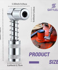 Front view of Grease Gun Accessory Kit, chrome, needle dispenser, 2 nozzles, 90° coupler, 12in hose, zerk cleaner.