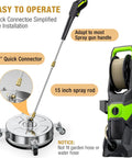 Beast 14 Inch Pressure Washer Surface Cleaner With 4 Wheels And Stainless Steel Housing 4000 PSI Max Includes 3 Connect Nozzles