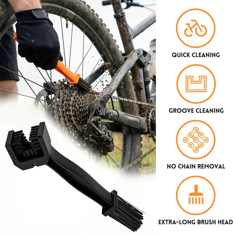 Two Pack Chain Cleaner Brush For Motorcycle And Bicycle Chains With Dual Ended Design Three Sided And Long Bristles Scrub Tool Dirt Remover For Crankset And Gear Keeps Chains Smooth And Shiny used on bike gear.