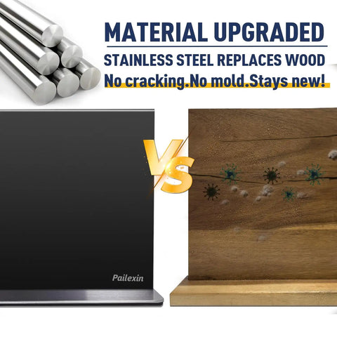 Double-Sided Magnetic Knife Holder Stand With Strong Magnets, Black Stainless Steel Knife Block For Kitchen Countertop, Suspends 10-14 Blades, Easy Knife Storage Organizer, Knives Not Included