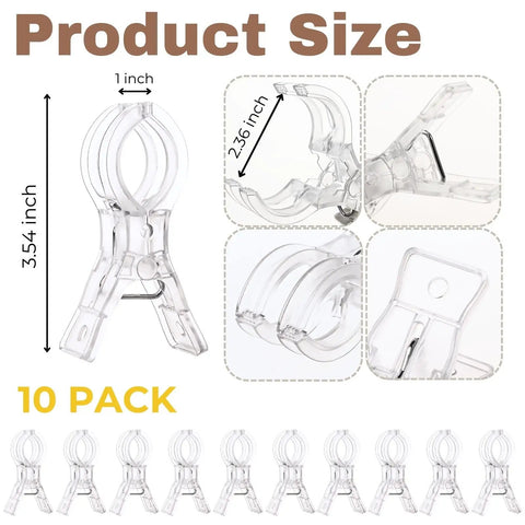 Clear Balloon Arch Clips Set, 10 Pack, 3.5 Inch Heavy Duty Spring Clips for Balloon Arches and Backdrops, Waterproof Rustproof ABS Plastic