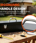 Sturdy 20 Inch Steel Tool Box With Rust Resistant Carbon Steel Build, Portable And Padlockable, black with ergonomic handle