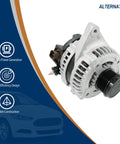 Front view of Beefed Up Replacement Alternator For Camry 2015 To 2017 And RAV4 2013 To 2018 AWD With Two Point Five L Engine 12V 125A