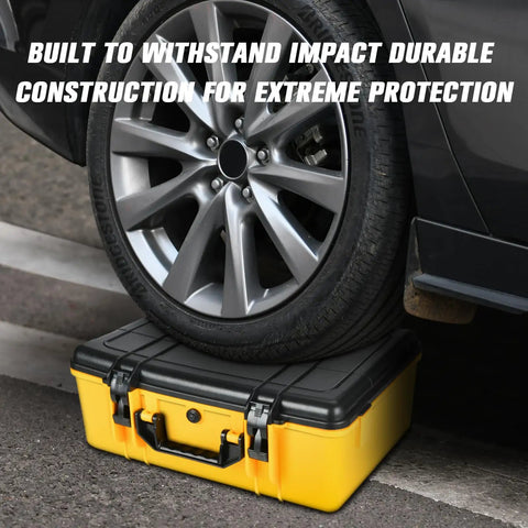 Heavy Duty Waterproof Case for 20V Cordless Air Compressor and Tire Inflator Accessories under a car tire