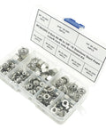 Stainless Steel Keeps Nuts With Integral Washers, 163 Piece Screw Bolt Box Covering 4-40 Through 3/8-16 Sizes organized in a tackle case.