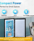 Slick 3 Cu Ft Mini Upright Freezer Boasts Three Smooth Pull Down Drawers And Adjustable Thermostat For Rapid Cooling Builds Zero Hassle In A Bright Silver Finish Ideal For Tiny Dorms Or Garages with open door showing contents.