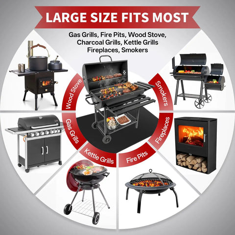 Under Grill Mat For Outdoor Grills Large 60 By 40 Inches Double Sided Fireproof Pad With Fiberglass Core And Silicone Coating