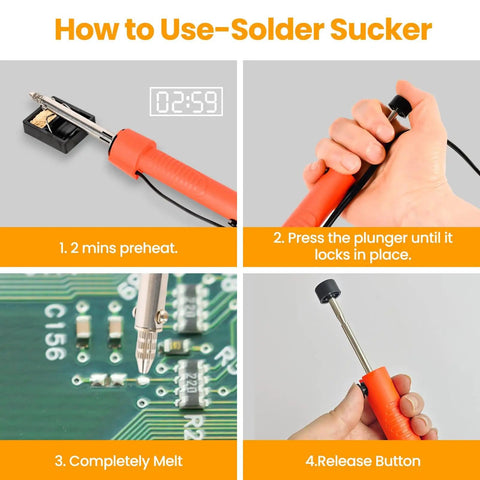 Step-by-step guide using Dual Use 30W Electric Desoldering Gun Solder Sucker and Iron With Multiple Nozzles High Temp Heatproof Handle
