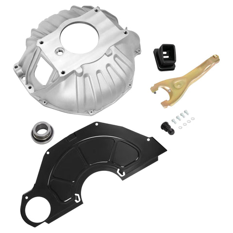 Bell Housing Kit With 11 Inch Clutch Fork Inspection Cover Throwout Bearing And Boot For Chevy Chevelle Malibu Impala Caprice Corvette Camaro 1959 Through 1988 Replacement Fits El Camino Bel Air Biscayne Nomad And More, with fork and cover