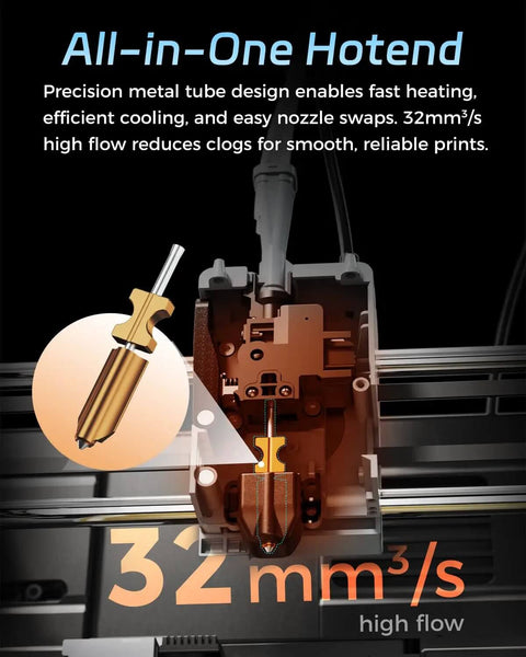 Close-up of All-In-One Extruder Assembly With 0.4mm High-Flow Hotend Kit For High-Speed 3D Printing, 32mm³/s Output, Easy Install V1 Version.