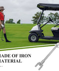 Iron Tie Rod Kit For Golf Cart Front Tie Rod End Replacement For Smooth Driving And Stable Power Output Inner And Outer Tie Rods Compatible With Most Golf Cart Brands And Models Easy Install Silver shown in use with golf cart on grass course