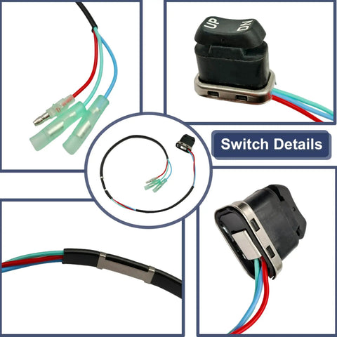 Drop In Tilt Trim Switch For Yamaha Outboard Motors 2 Stroke And 4 Stroke 8 To 250 HP Replaces OEM 703-82563-02 703-82563-01 703-82563-00 Fits 1984 To 2003 Yamaha 2, 4 Stroke, wired switch detail