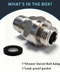 Solid Brass Shower Head Swivel Ball Joint Adapter For Adjustable Angle And Universal Connector Fits Fixed Handheld And Rain Showers, adapter and gasket